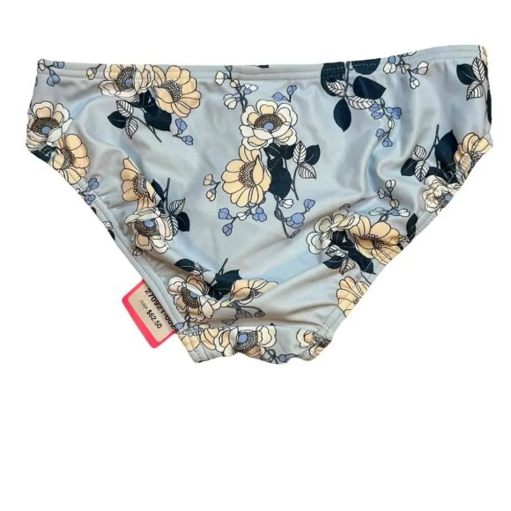 NEW Seafolly Floral Light Blue Bikini Bottom Swimwear Kids‎ Size 7